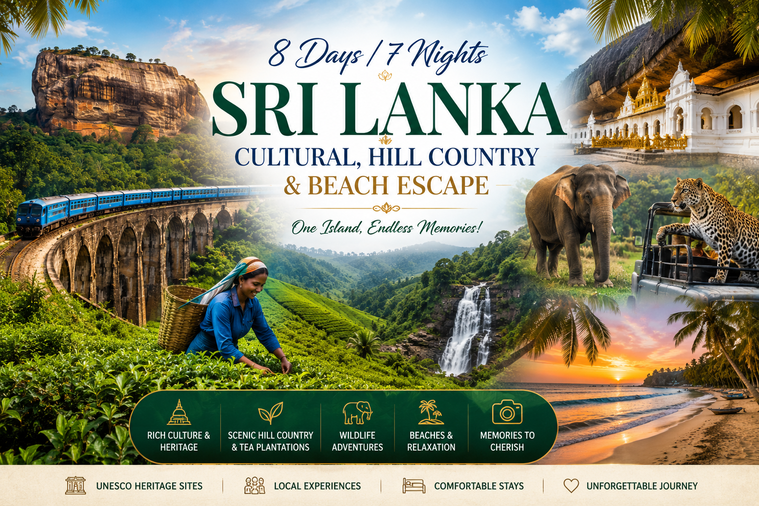 8 Days / 7 Nights – Sri Lanka Cultural, Hill Country & Beach Escape