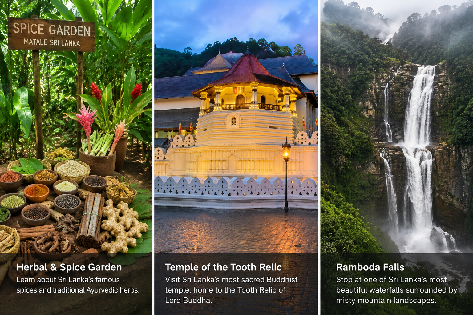 Herbal & Spice Garden , Temple of the Sacred Tooth Relic , Ramboda Falls
