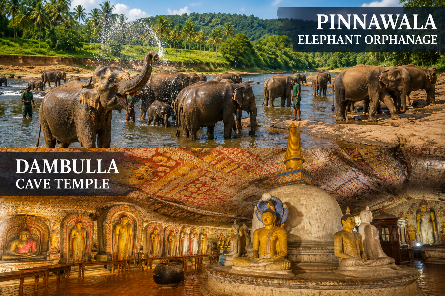 Millennium Elephant Foundation and Dambulla Cave Temple