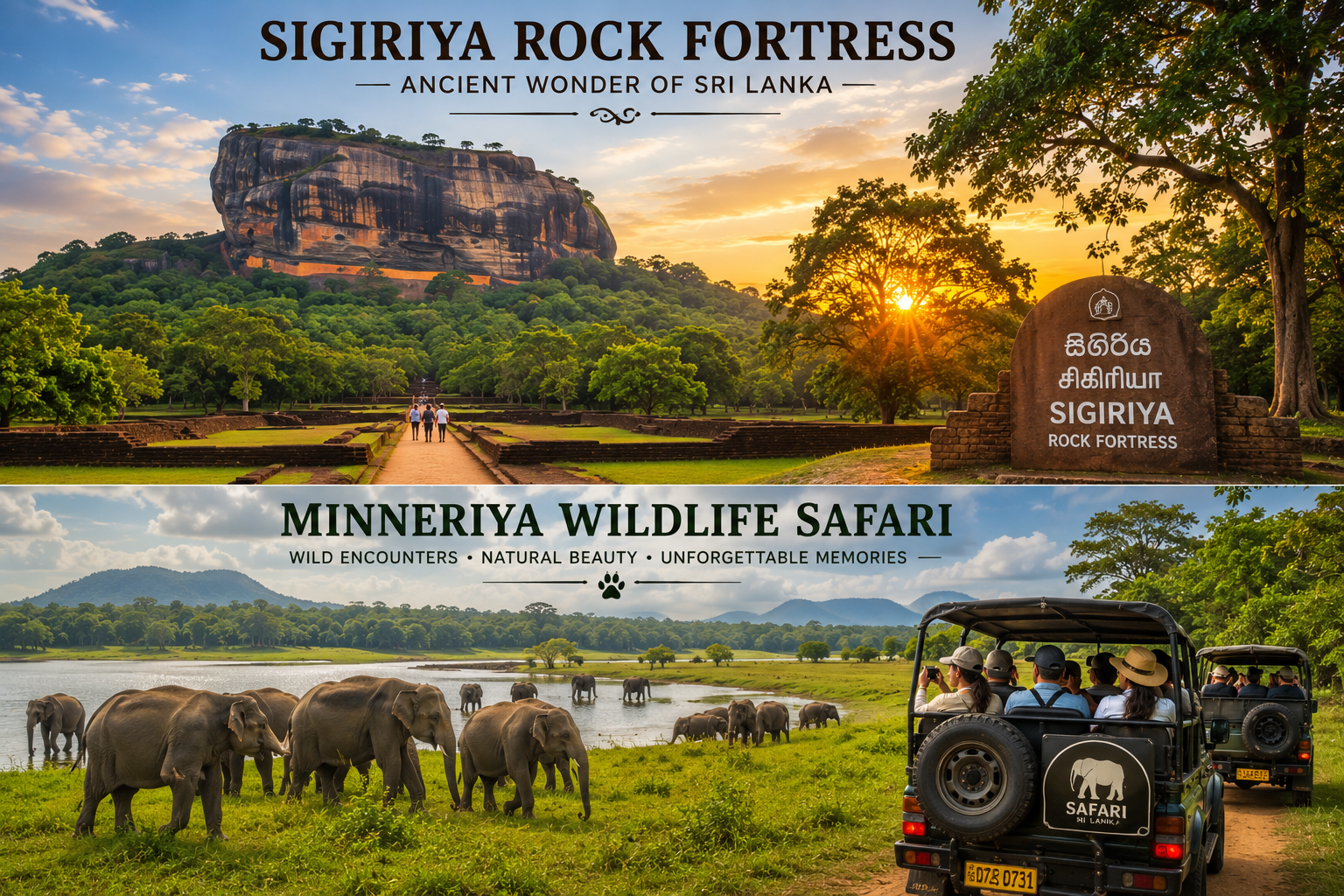 Sigiriya Rock Fortress and Minneriya Wildlife Safari